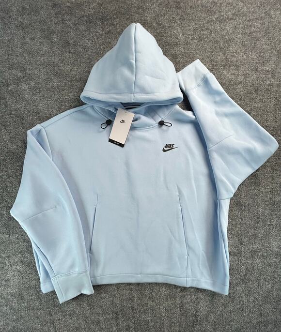 Nike Sweaters - Nike Tech Fleece Women's L Hoodie Light Blue Cropped Pullover Size Large NWT